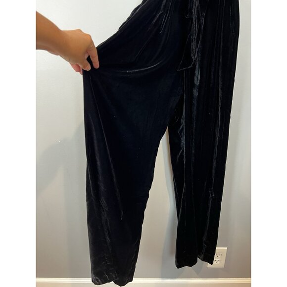 Gap Black Velvet Jumpsuit Size XS V-neck Belted Waist Wide Leg NWT $118 - Picture 9 of 13